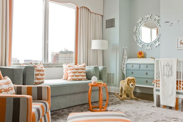 Blue And Orange Bedroom For Little Boys Denim And Gray